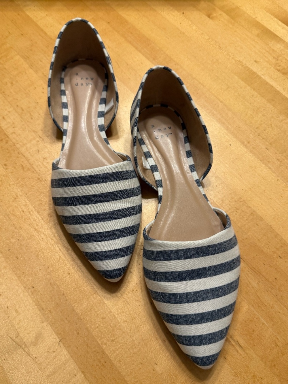 A New Day - Blue & White Striped Pumps - Size 8.5 W